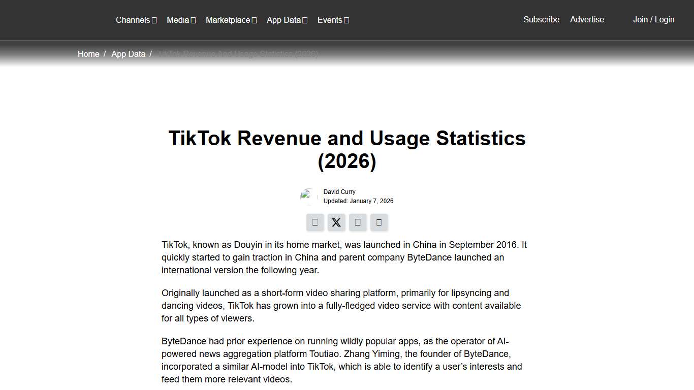 TikTok Revenue and Usage Statistics (2026) - Business of Apps